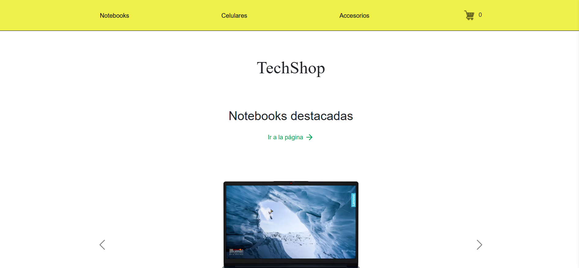 Captura de pantalla del proyecto E-commerce