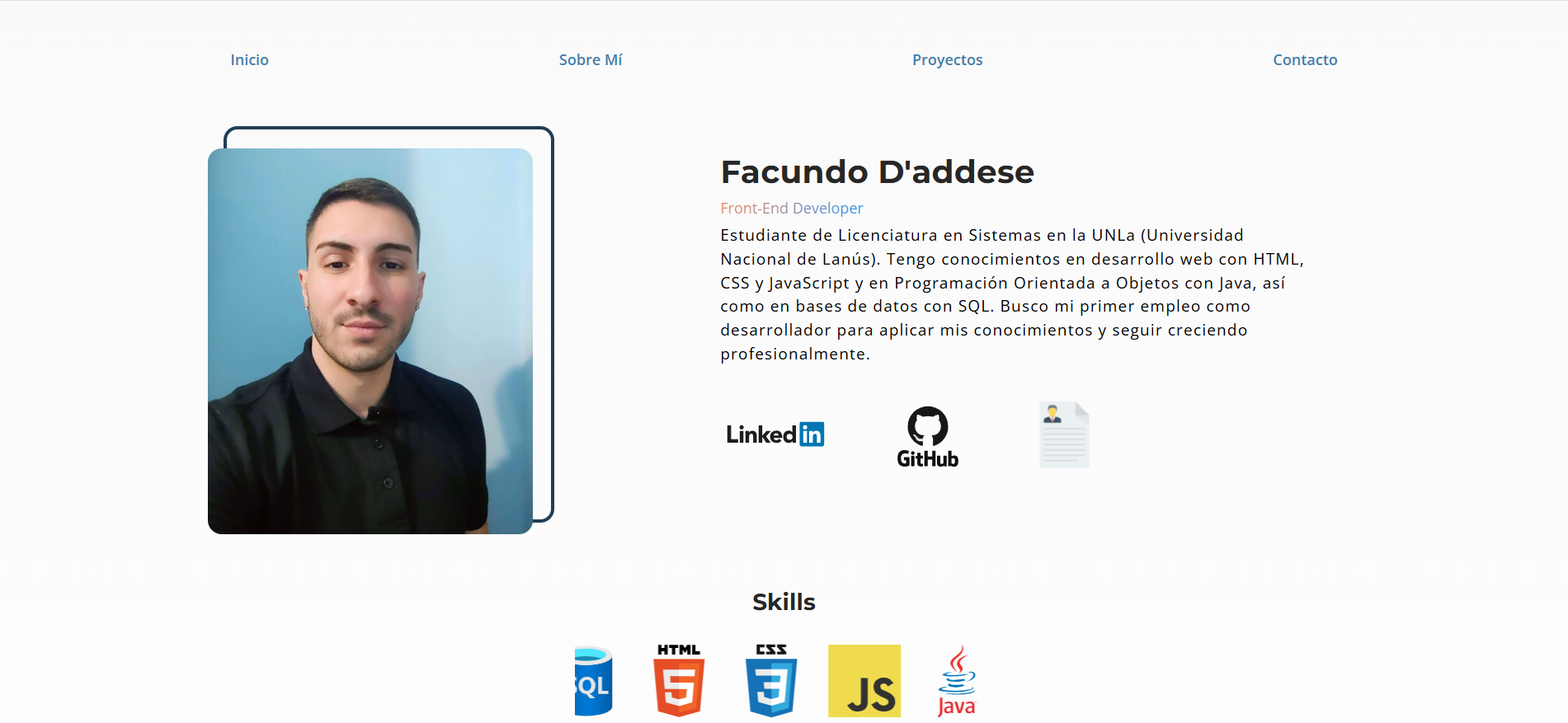 Captura de pantalla del proyecto Portfolio Web
