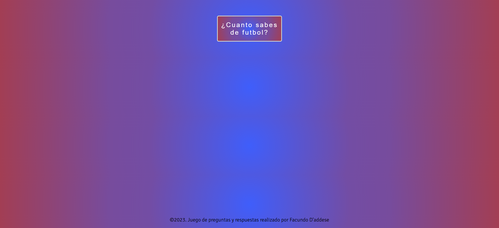Captura de pantalla del proyecto Trivia Futbolera